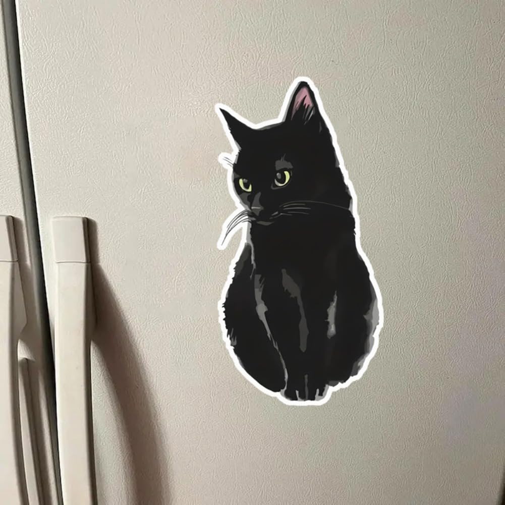 Set mit 2 Schwarze Katze Aufklebern 3"x6" Wasserdichtes Vinyl Autoaufkleber Stoßstange Fenster Laptop Gitarre Geschenk Katzenliebhaber | #AZ230
