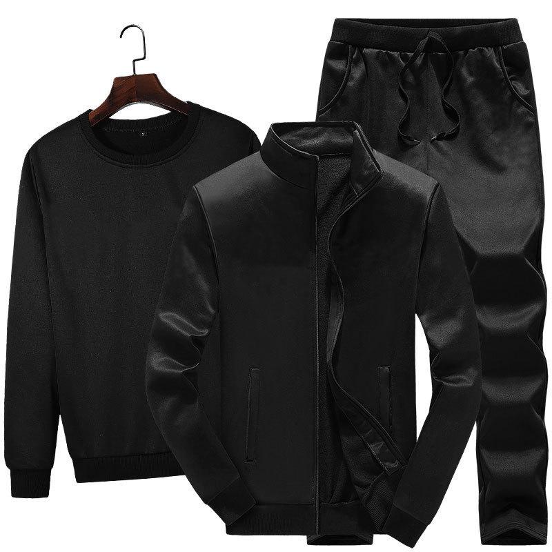 

Однотонный свитер-пуловер весна-осень новый мужской повседневный костюм свитер тройка куртка мужской XXXXL