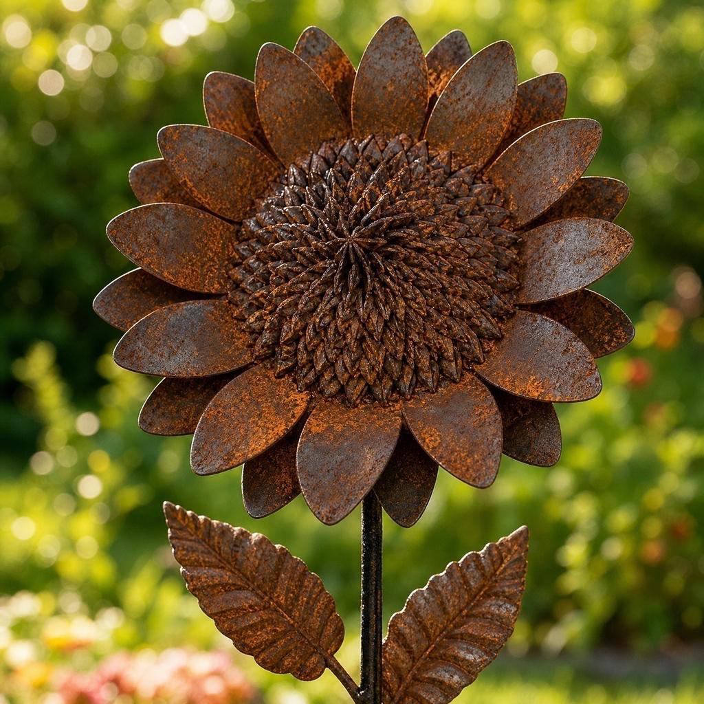 Vintage Sonnenblumen Gartenstecker 3D Blütenblatt Design Außenhof Dekoration