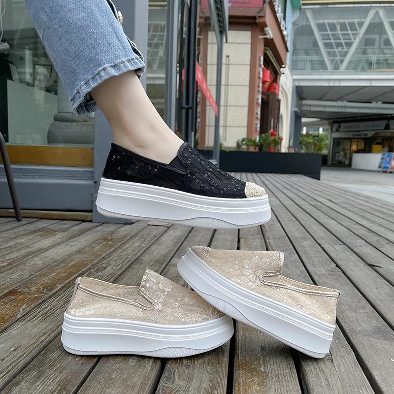 Autumn new breathable mesh lace heightening casual women's shoes fisherman shoes