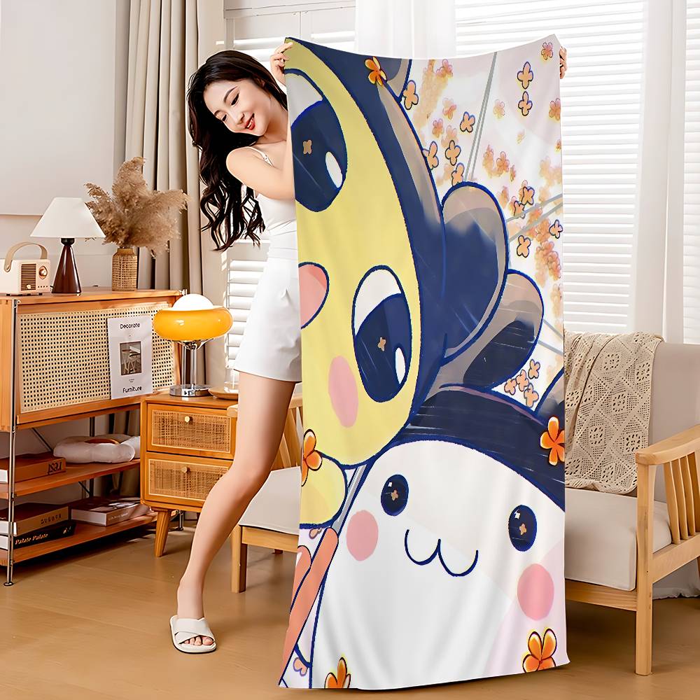 

T-tamagotchi-M-ametchiS-kawaii Bath Towel Microfiber Soft Absorbing Breathable For Girl Kids Decorative Cartoon Beach Towel W40*H60(CM)