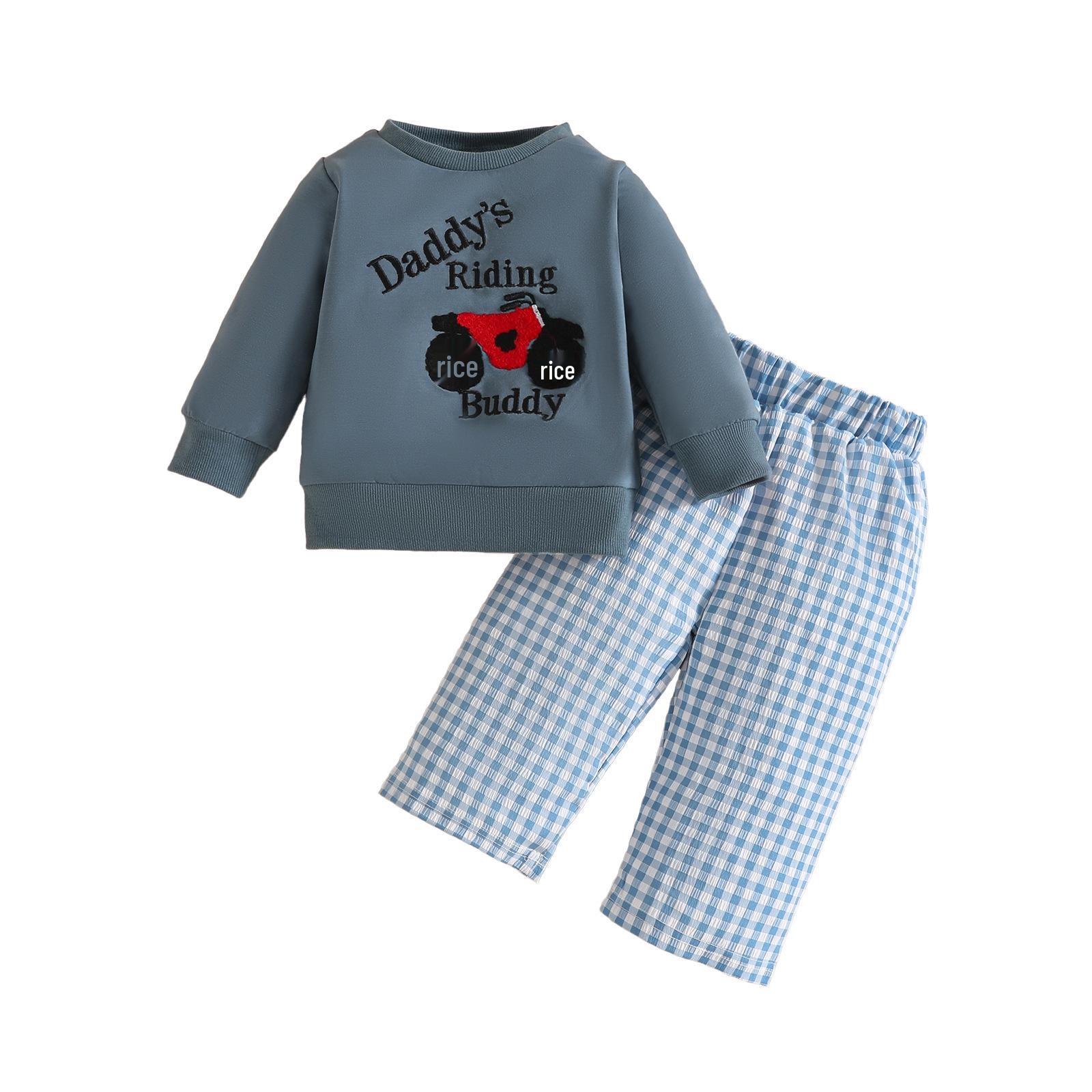 

Baby Sweatshirt for Boys & Girls, 3 Months - 3 Years: Round Neck, Ribbed, Embroidered, Cute Spring & Autumn Clothing 12-18 Months море синього кольору