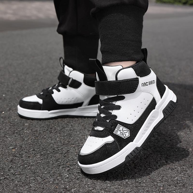 Moteable og praktiske borrelåssko med tykk såle og høy ankel for barn, utendørs fritidssportssko 28-39