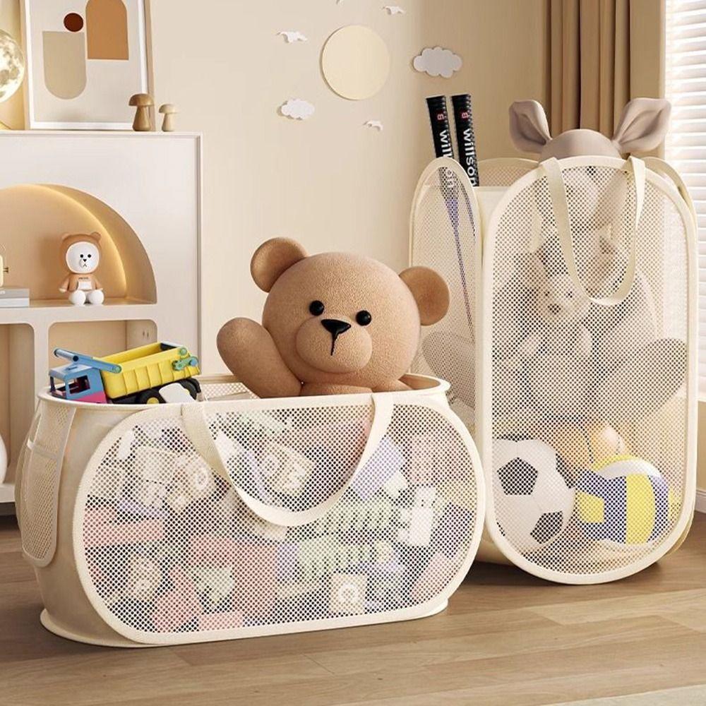 Großes Fassungsvermögen Kinder Spielzeug Aufbewahrungsbehälter Netz Tragbar Faltbarer Wäschekorb Atmungsaktiv Multifunktional Plüschtier Organizer