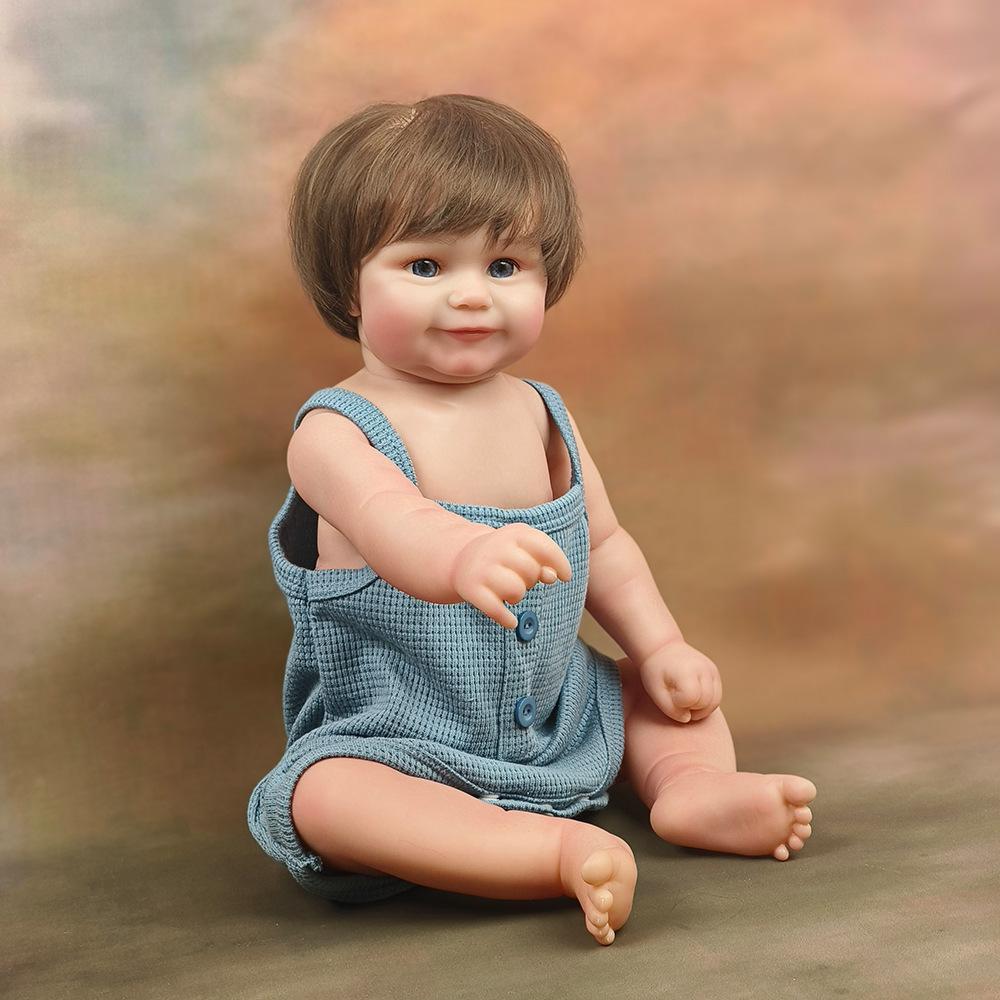 50cm słodka odrodzona lalka dla dziewczynki Maddie 20 cali w całości silikonowa winylowa lalka dla noworodków może kąpać ręcznie robione ukorzenione krótkie włosy symulacja lalki dla dzieci