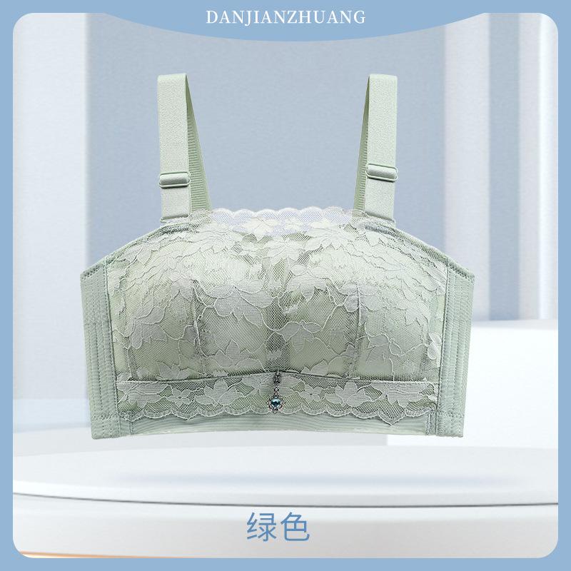 Ultra-thin tube top French lace underwear, large breasts show small gathering, no steel ring upper support, secondary breasts adjustment bra cover
