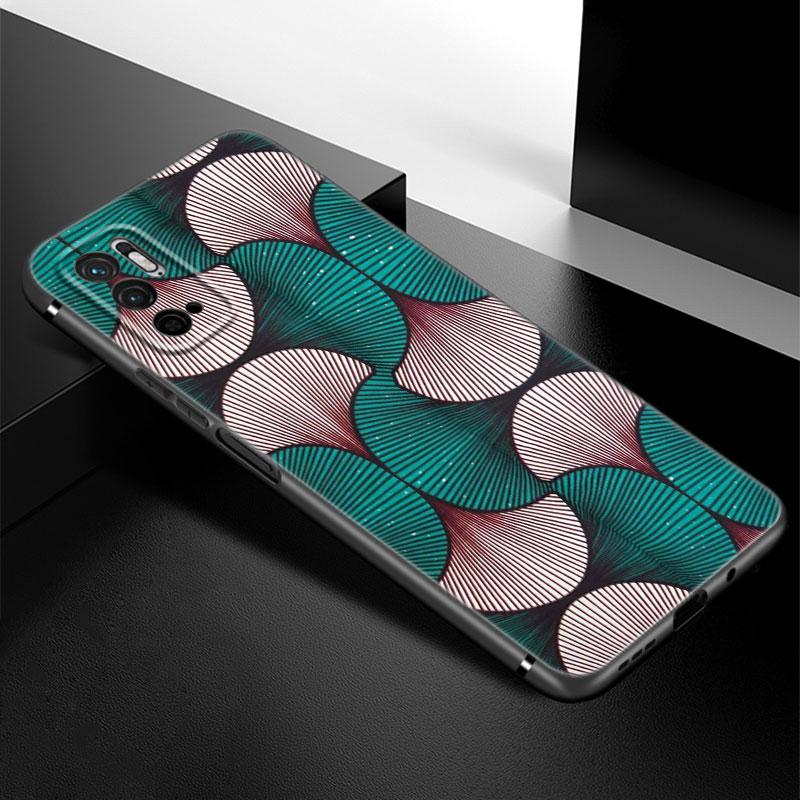 Aesthetic African Wax Fabic Phone Case For Xiaomi Redmi Note 7 8 9 10 Lite 11 11E 11T 12 Pro 11S 4G 10T 5G 8T 9S 10S Black Cover