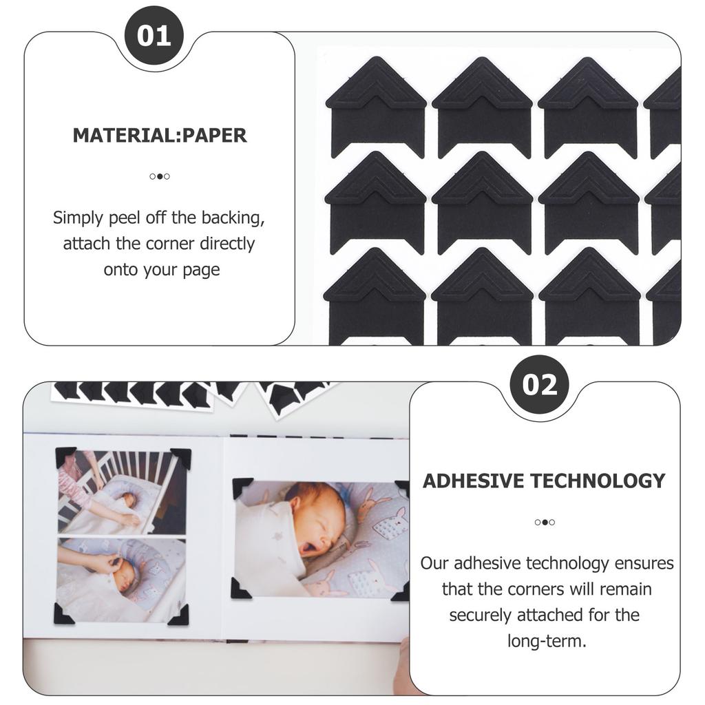 10 Sheets Scrapbook Corners Adhesive Backed for Photo Storage Journal Diary Organizer Creative Crafting Projects Long Term