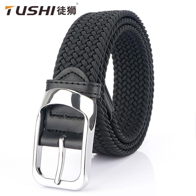 Knitted Belt Men's Trendy Cloth Casual Elastic Waist Canvas Golf Jeans Pants Women's