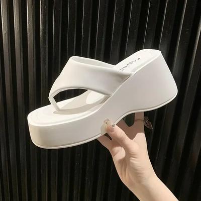 Fashion Slope Heel 6-8CM Thick Soled Herringbone Slippers for Women's New Summer Casual Fashion Versatile Clip On Sandals Zhuoya3231