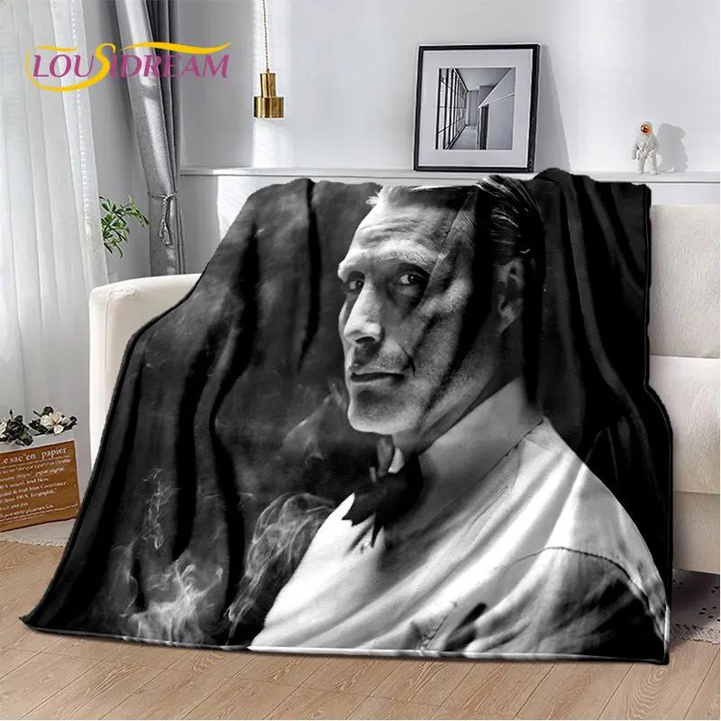 3D Mads Mikkelsen Schauspieler Star Weiche Plüschdecke, Flanelldecke Überwurfdecke für Wohnzimmer Schlafzimmer Bett Sofa Picknick Abdeckung Kinder