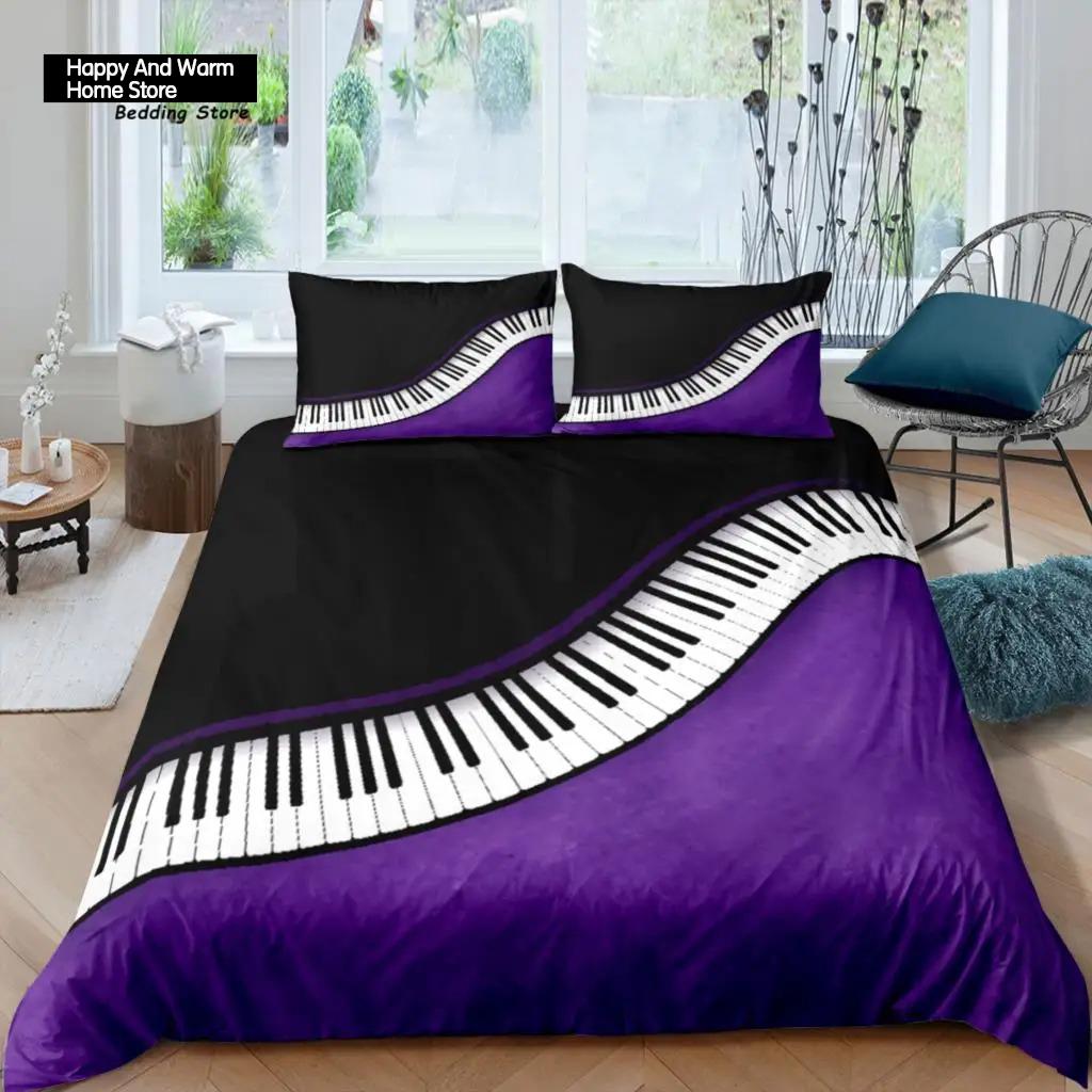 

Home Living Luxury 3D Piano Bedding Set Musical Note Duvet Cover Pillowcase Queen and King EU/US/AU/UK Size Comforter Bedding EU single(135x200cm)