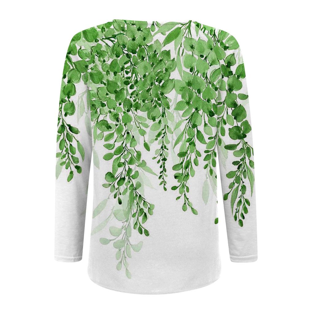 T-shirt à manches longues pour femmes, col en v, teint par cravate, imprimé à rayures florales, haut décontracté
