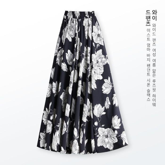 Women s Summer Print A-Line Skirt - Stylish, Slimming, Belly-Covering L чёрный