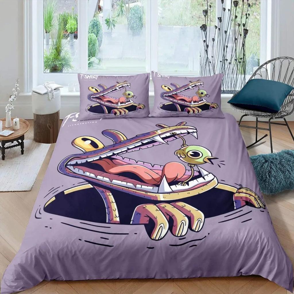 Crocodile Duvet Cover Set Wild Alligator Pattern Bedding Set Wildlife Style Comforter Cover Horror Animal Theme Twin Quilt Cover