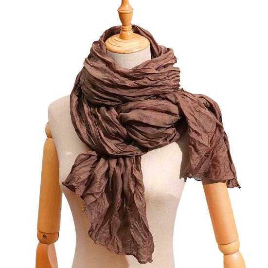 Women Pleated Scarf Thickened Weave Autumn Winter Scarf Solid Color Breathable Shawl Headscarf Outfit Accessories
