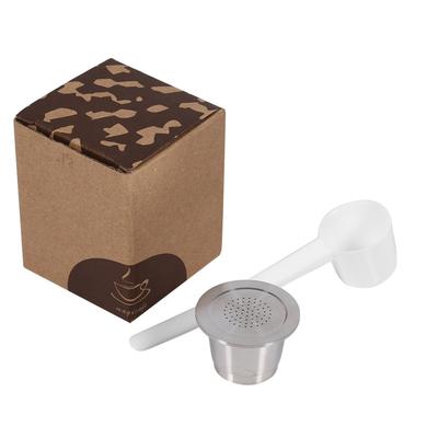 Nachfüllbare Wiederverwendbare Kaffeekapsel aus Edelstahl mit Löffel Kompatibel für Nespresso Maschine