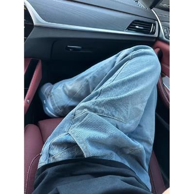 Autumn And Winter New American High Street Washed Light Colored Jeans For Men And Women Straight Leg Slightly Flared Loose Wide Leg Pants