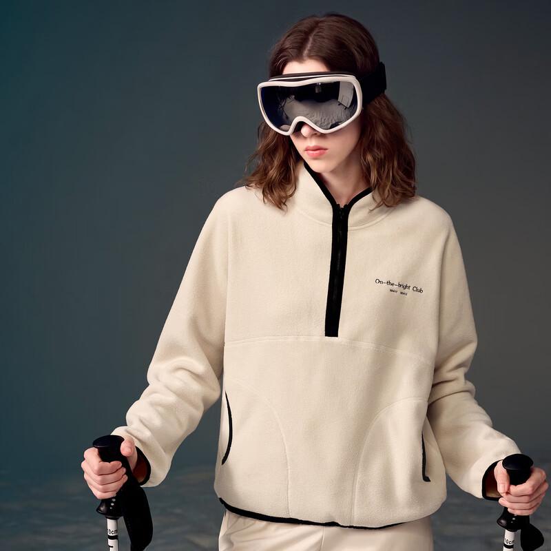 Sancai Winter Plush Embroidered Pullover Sweatshirt