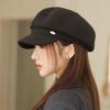 New casual versatile octagonal hat autumn hat women's big head circumference showing face small beret British retro cap