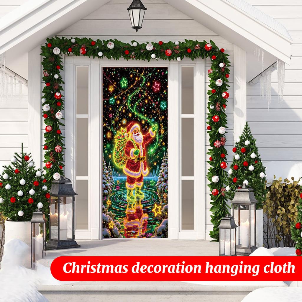 Christmas Fluorescent Door Frame, Door Cover Background, Holiday Party Decoration, Christmas Decoration Hanging Cloth