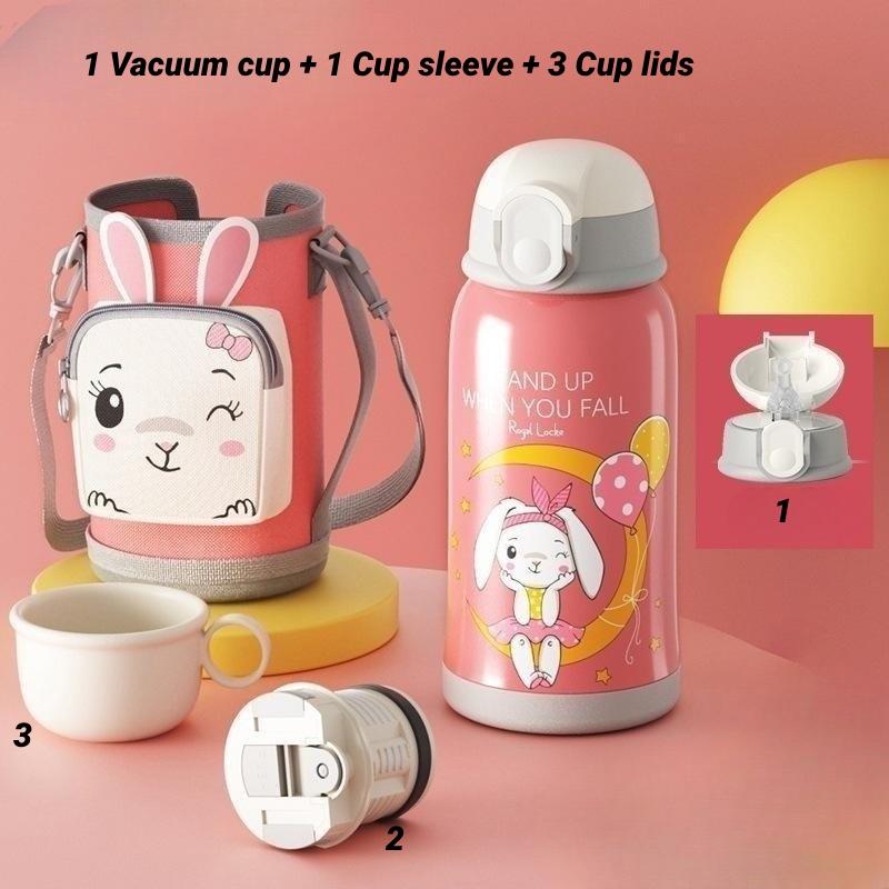 Uroczy i przenośny kubek termiczny dla dzieci Royallocke z stali nierdzewnej 316 z kreskówkowym wzorem i rękawem z postaciami)