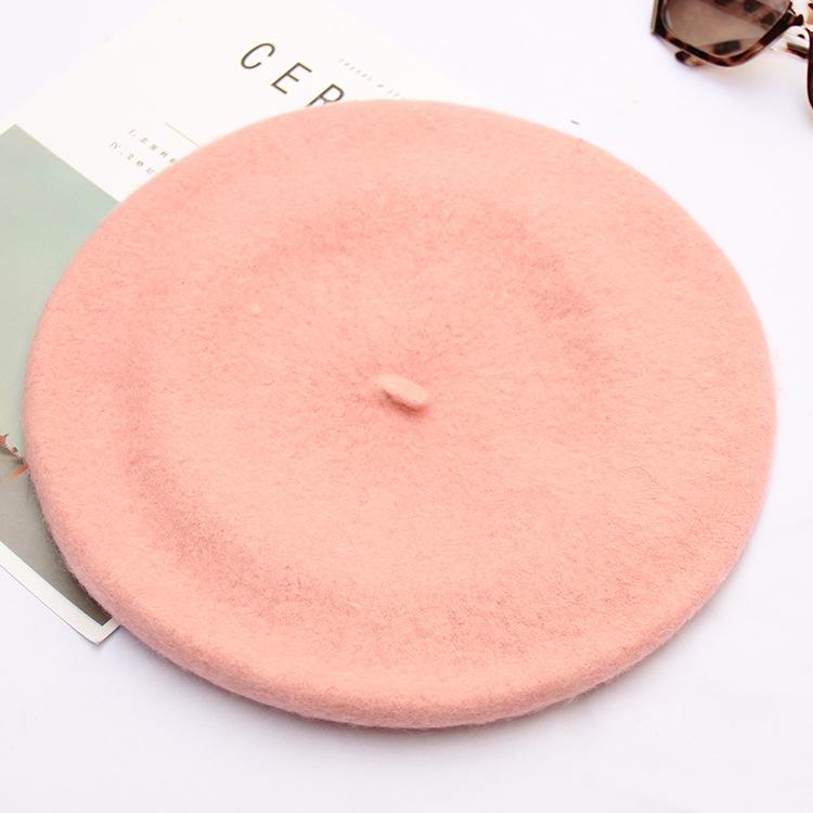 Autumn And Winter Women'S Solid Color Light Board Wool Woolen Beret Retro Simple Fashion Painter Hat Bud Hat
