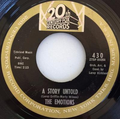 7inch Record EMOTIONS - A Story Untold / One Life, One Love 430 20th Century Fo 1963 US Soul/Funk Used