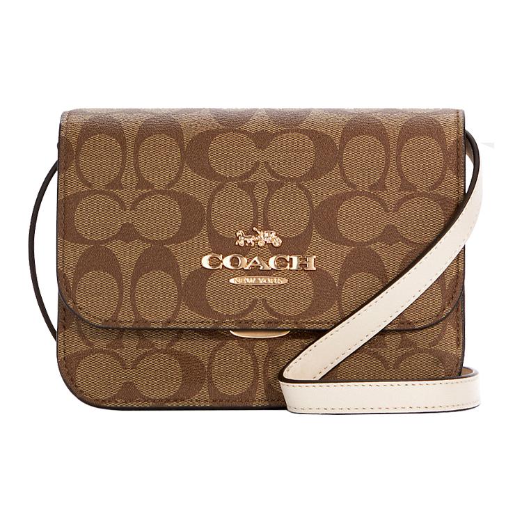 

New COACH Brynn Canvas With Leather Small Square Bag Shoulder Bag Crossbody Bag Small Size Women s Brown C5592-IMDJ8 18.3*6.9*13.2CM