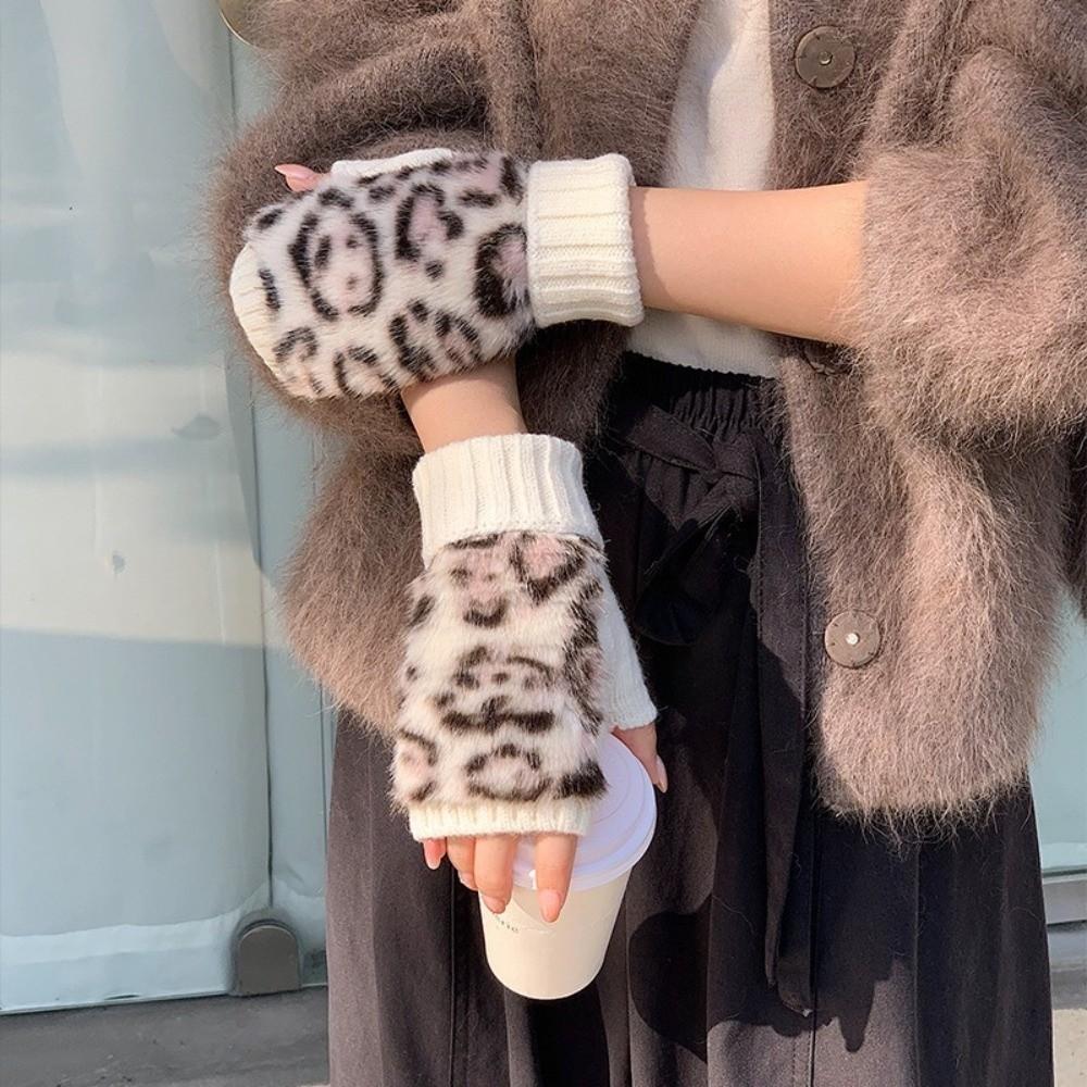 Hands Free Warm Knitted Gloves Thick Half Finger Gloves Fashion Winter Thermal Gloves  For Women