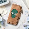 Green Alien Print Long Wallet Stylish Daily Use Card Holder Casual Portable Purse