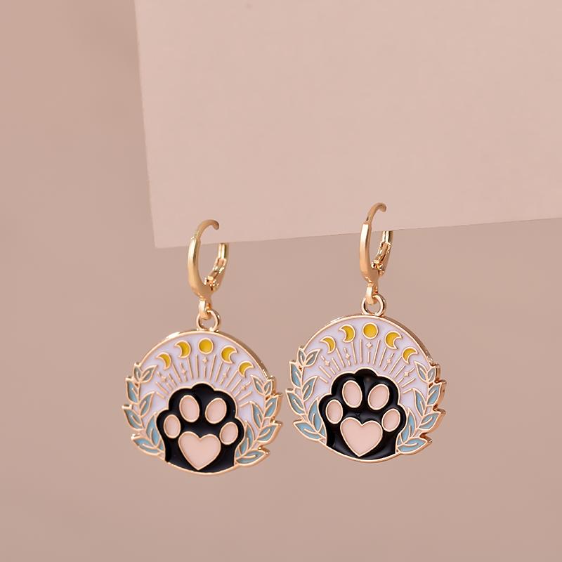 Colorful Aesthetic Animal Cat Rabbit Koi Dragon Earrings For Women Girls Enameled Delicate Gold Color Hoop Earrings Jewelry Gift
