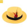 Men'S And Women'S Woolen Wool Flat Top Top Top Hat Retro Chicken Feather Jazz Hat Gentleman'S Hat Jdl-008A