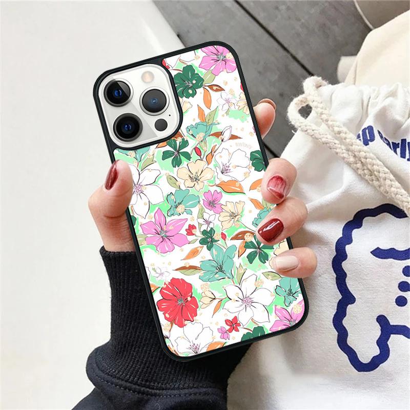 Vintage Leaves Flower Phone Case For iPhone 17 Air 15 16 Cover  11 13 14 Pro Max 12 Plus Max Fundas