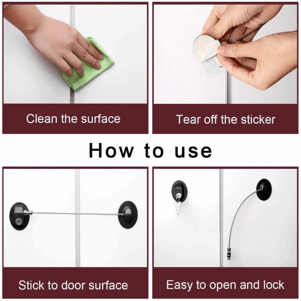 Punch-free Child Proof Lock Self-adhesive Security Lock with Keys Baby Safety Lock  Refrigerator