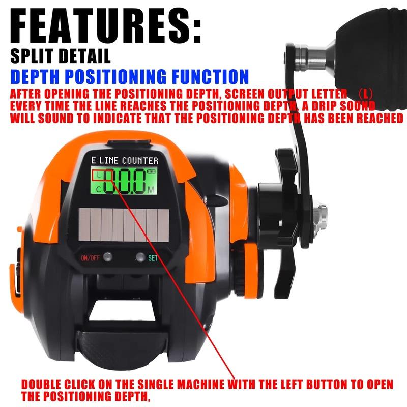 New Super Practical Fishing Reel USB Charging and Solar Charging Electronic Bait Casting LED Screen 7.2:1 Gear Ratio Waterproof Casting Sea Fishing