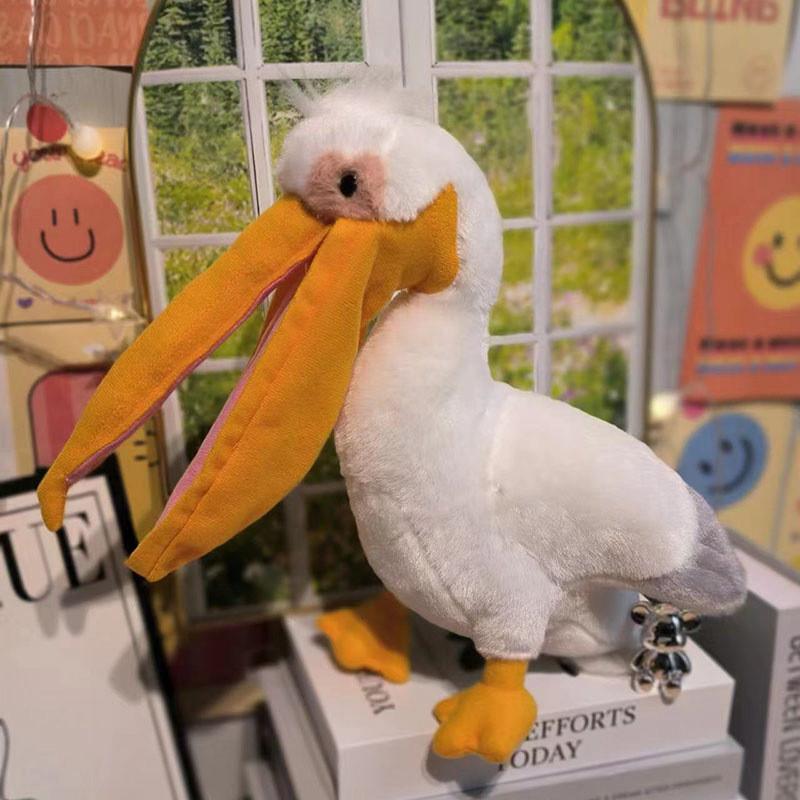 Pelikan Kuscheltier mit langem Schnabel Realistisches Vogel Stofftier Für Kinder Geschenk