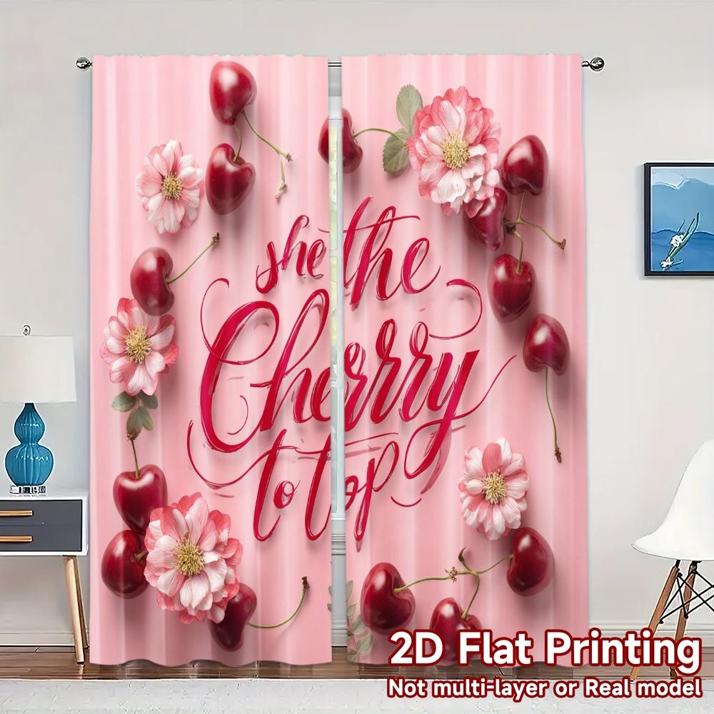 

Flat Printing Curtains Without Rod Cherry Blossom Circle Popular Fashionable Durable Polyester Fabric Set Of 2 Made W100*H70(CM)-Rod Pocket&1PCS