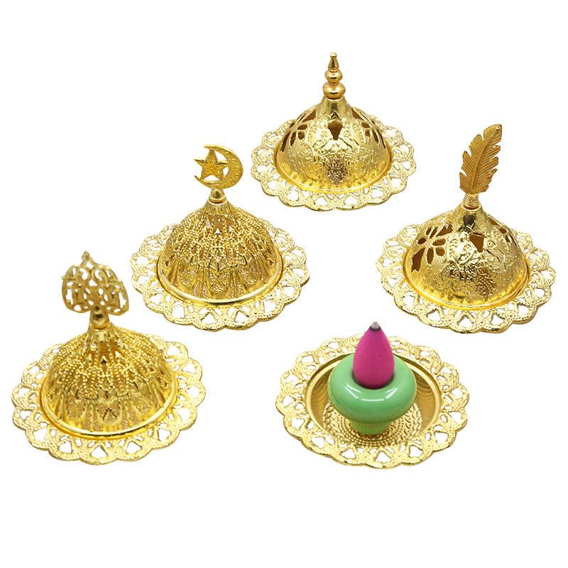 Mini Portable Arabic Incense Burner - Middle Eastern Style, Golden Tower Metal Aromatherapy Burner