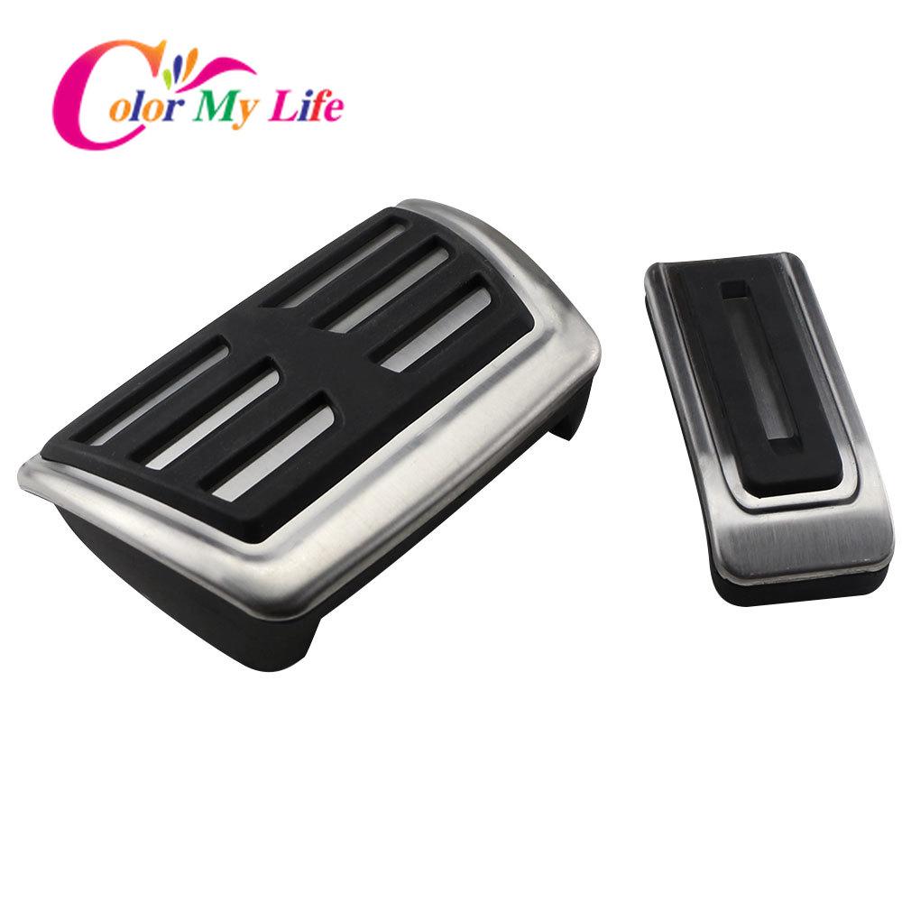 Color My Life Edelstahl-Autopedal-Set für Volkswagen VW Multivan T5 T6 Caravelle T6 Gasbremspedalschutz