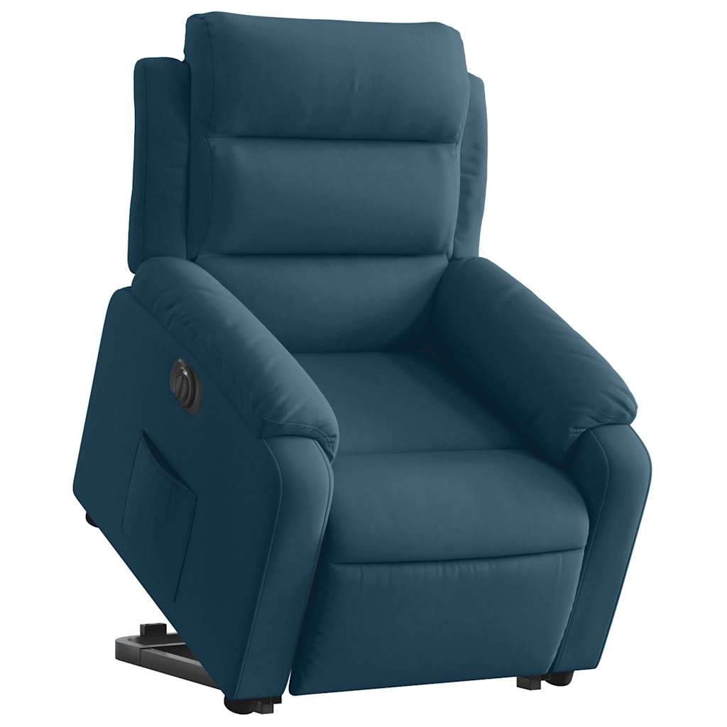 Electric Recliner Chair with Rising Function Blue Velvet