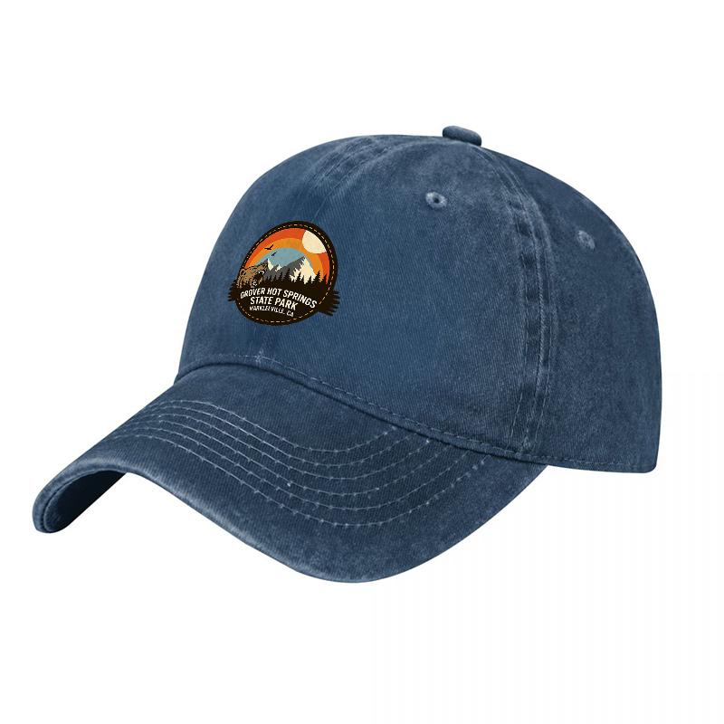 Yosemite National Park Vintage Washed Canvas Baseball Cap with Mountain Sunset Patch Design Classic Outdoor Adventure Hat