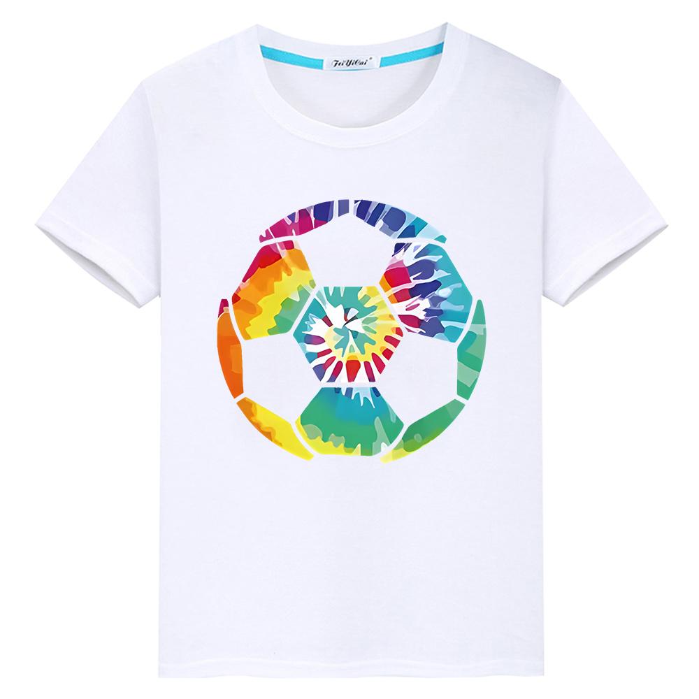 

Футболка из 100% хлопка с футбольным принтом, летние футболки с аниме, милые топы для мальчиков, кавайная короткая футболка Pride y2k, цельная детская одежда, подарок для девочек 100 белый