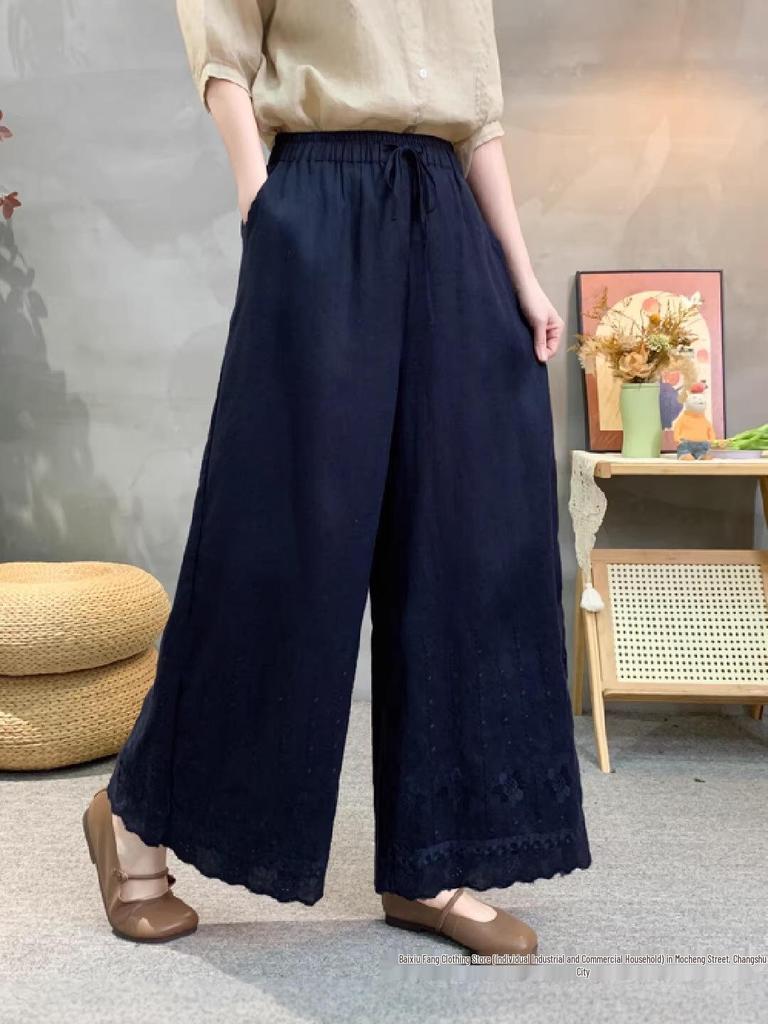 Spring 2026 Linen Elastic-Waist Wide-Leg Pants: Artistic, Versatile, Casual, Comfortable