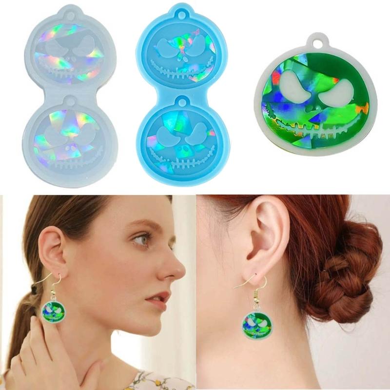 Light Shadow Keychain Pendant Silicone Mold Pumpkin Head Holographic Earrings Mold DIY Ornaments Mould for Birthday Gift