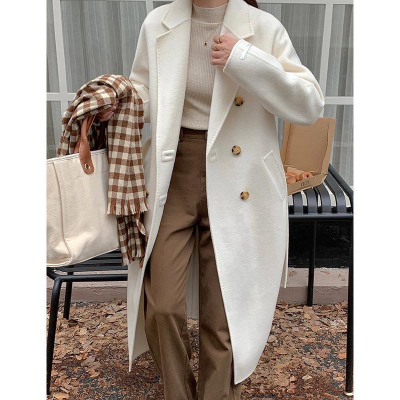 Q677 High-end Cashmere Classic 801 Plus Belt Cashmere Coat Women's Ankola Red Double-breasted Woolen Coat