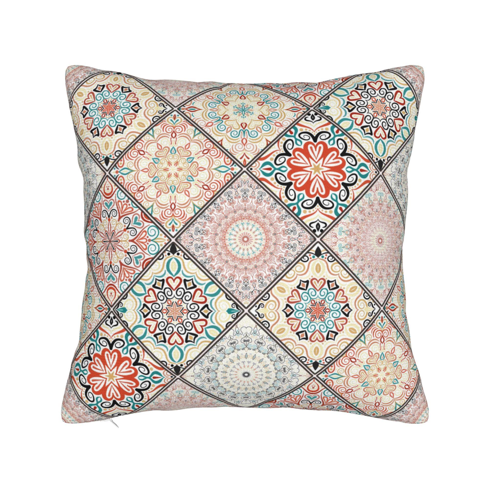 

Moroccan Watercolor Vintage Morocco Flag Square Pillowcases Living Room Cushion Case Cute Home Decoration Throw Pillow Case 30x30cm 12x12in