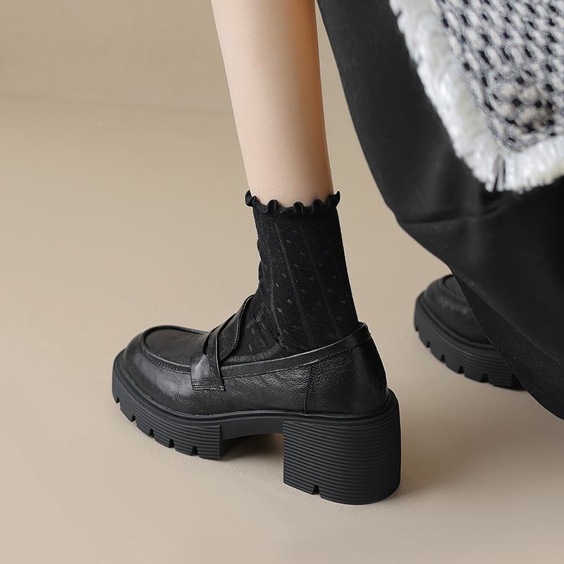 Осенне-летняя обувь из овчины с круглым носком на массивном каблуке Krazing Pot — фото 13