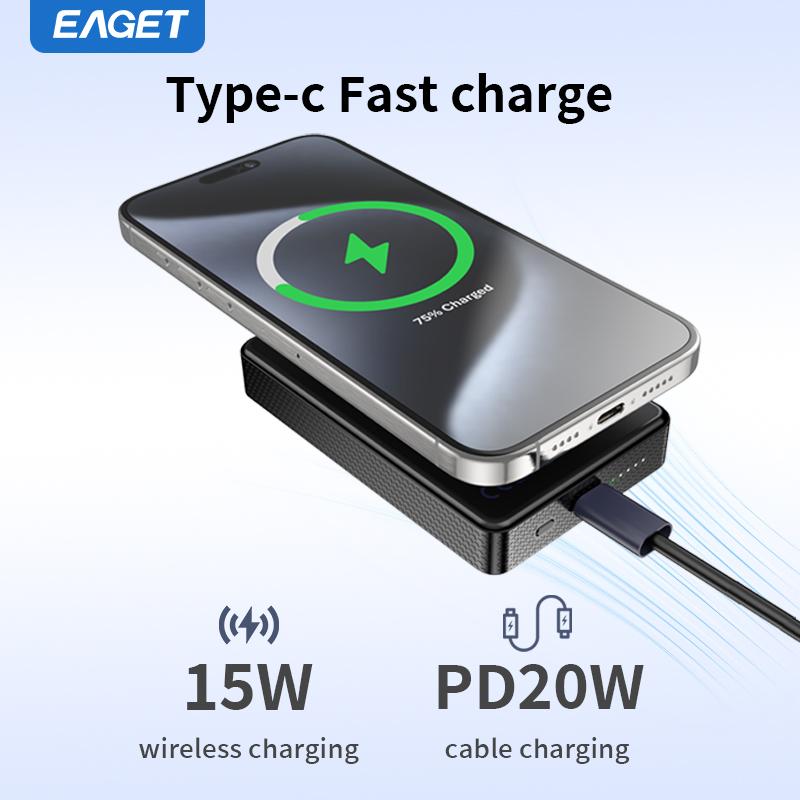 10000mAh Bærbar Powerbank Trådløs Lader 20W Mag-Safe Utendørs Batteripakke Mobiltelefon Powerbank for iPhone 16/15/14/13/12 Pro