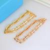 Knot Series Talisman V Gold Material Peach Heart and Pearl Heart Brand Bracelet, Small and Exquisite Jewelry